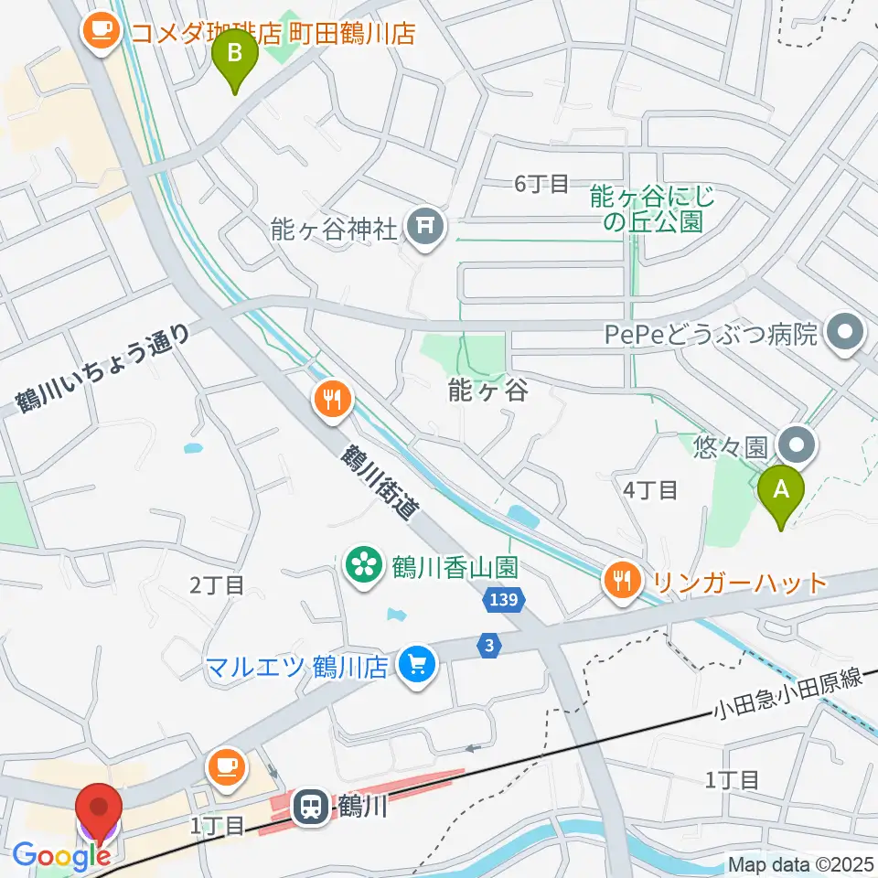 和光大学ポプリホール鶴川周辺のホテル一覧地図