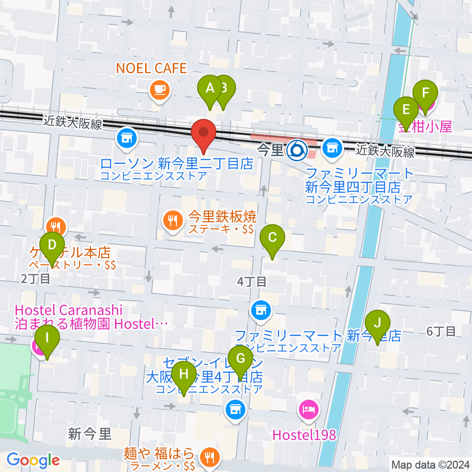 今里ザットフォー周辺のホテル一覧地図