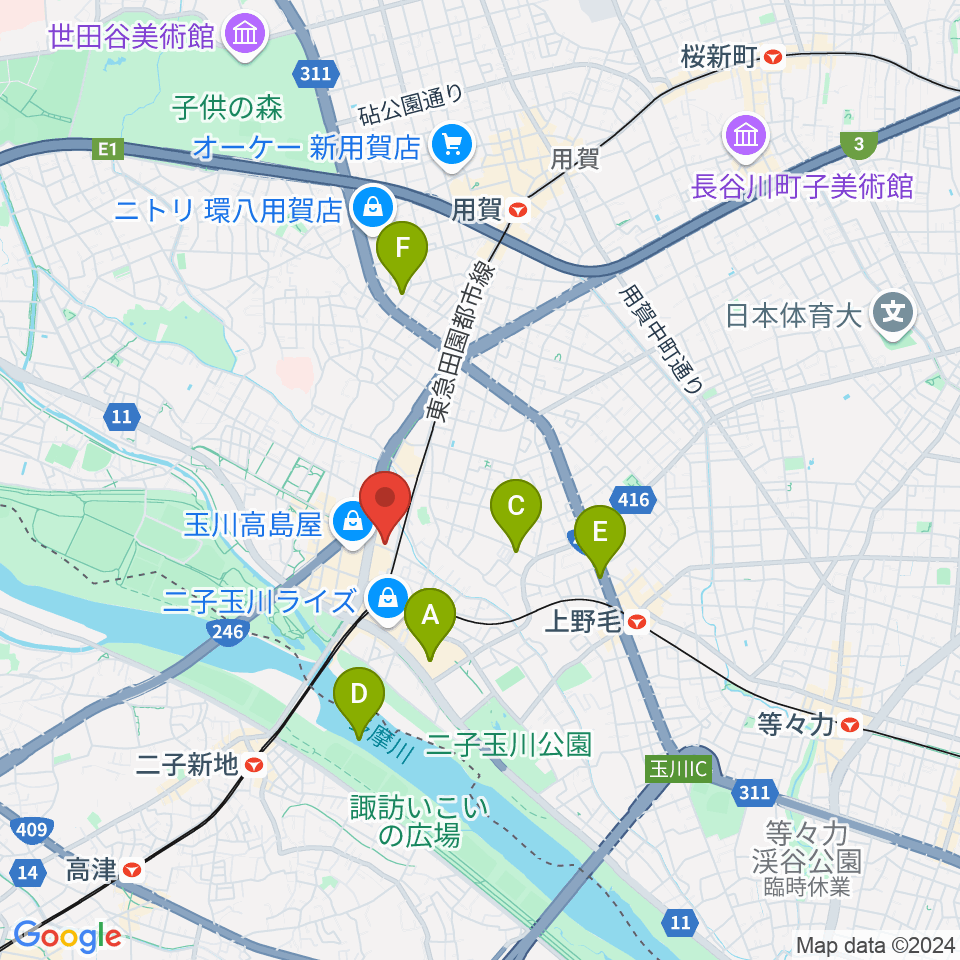 東京音実劇場周辺のホテル一覧地図