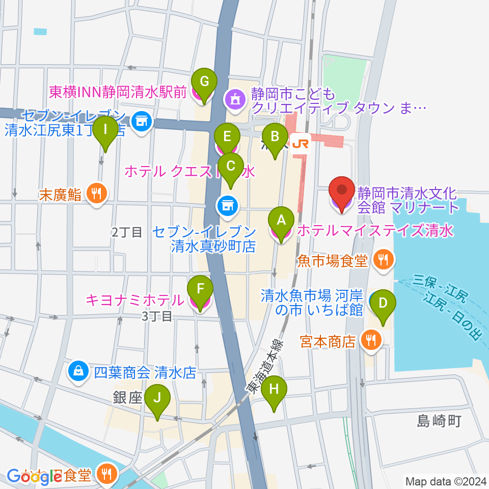 清水文化会館マリナート周辺のホテル一覧地図