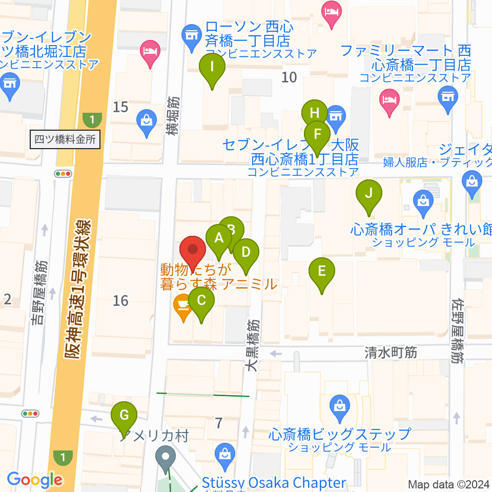 心斎橋CLUB CIRCUS周辺のホテル一覧地図