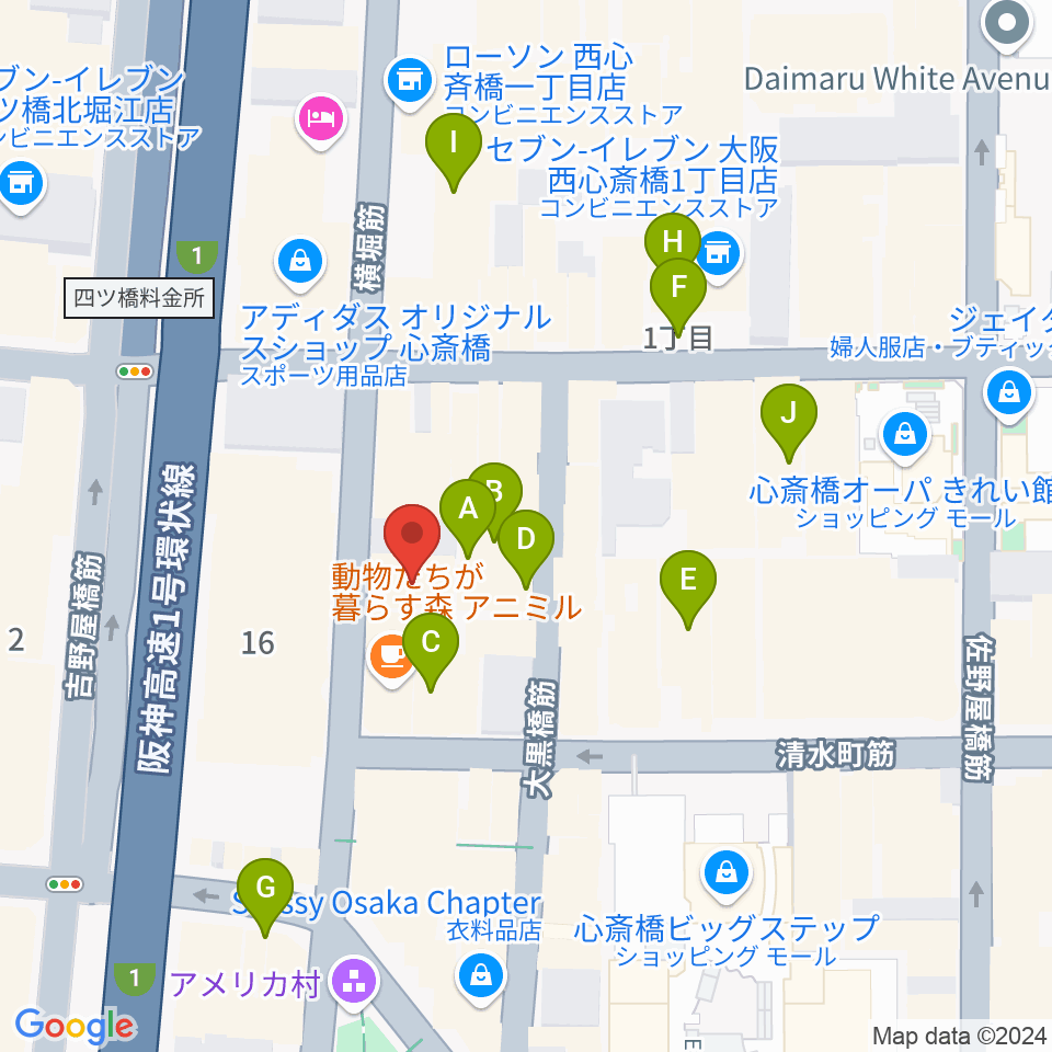 心斎橋CLUB CIRCUS周辺のホテル一覧地図