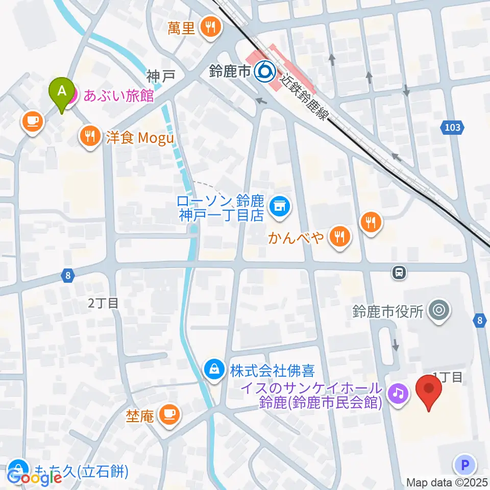 イスのサンケイホール鈴鹿周辺のホテル一覧地図