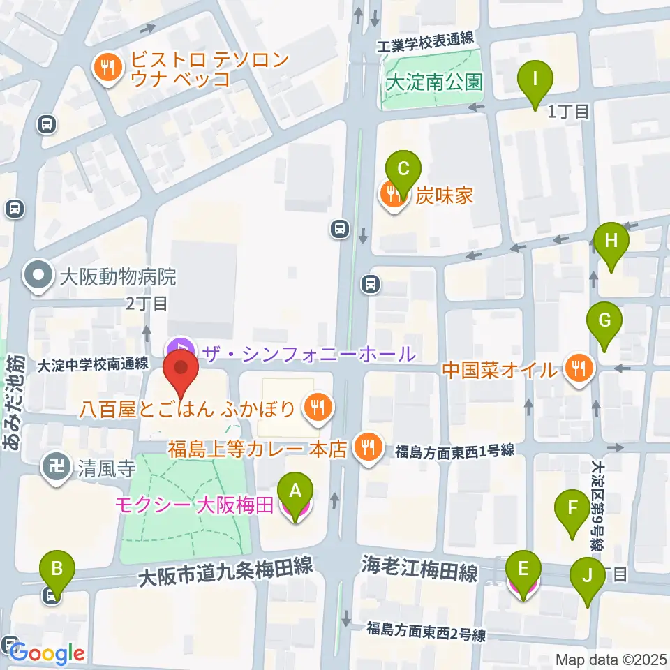 ザ・シンフォニーホール周辺のホテル一覧地図