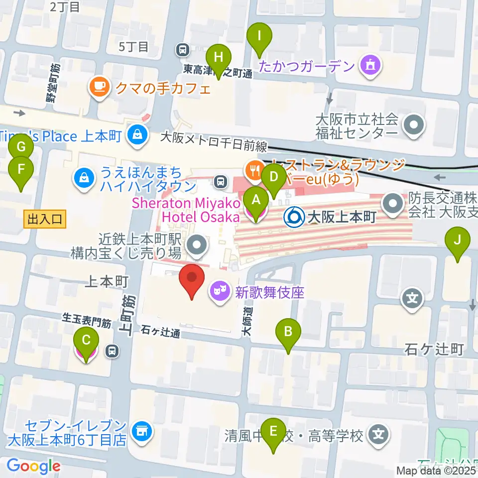 新歌舞伎座周辺のホテル一覧地図