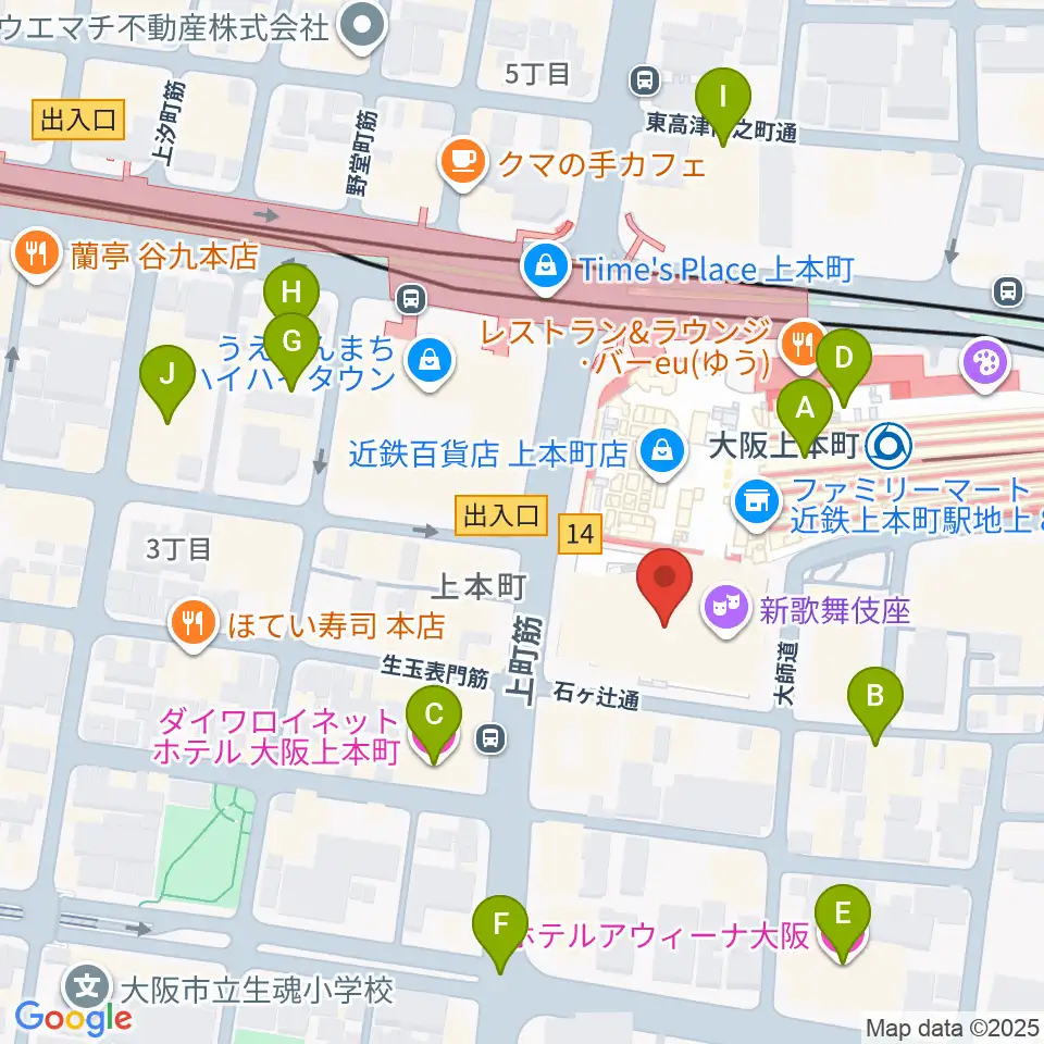 新歌舞伎座周辺のホテル一覧地図