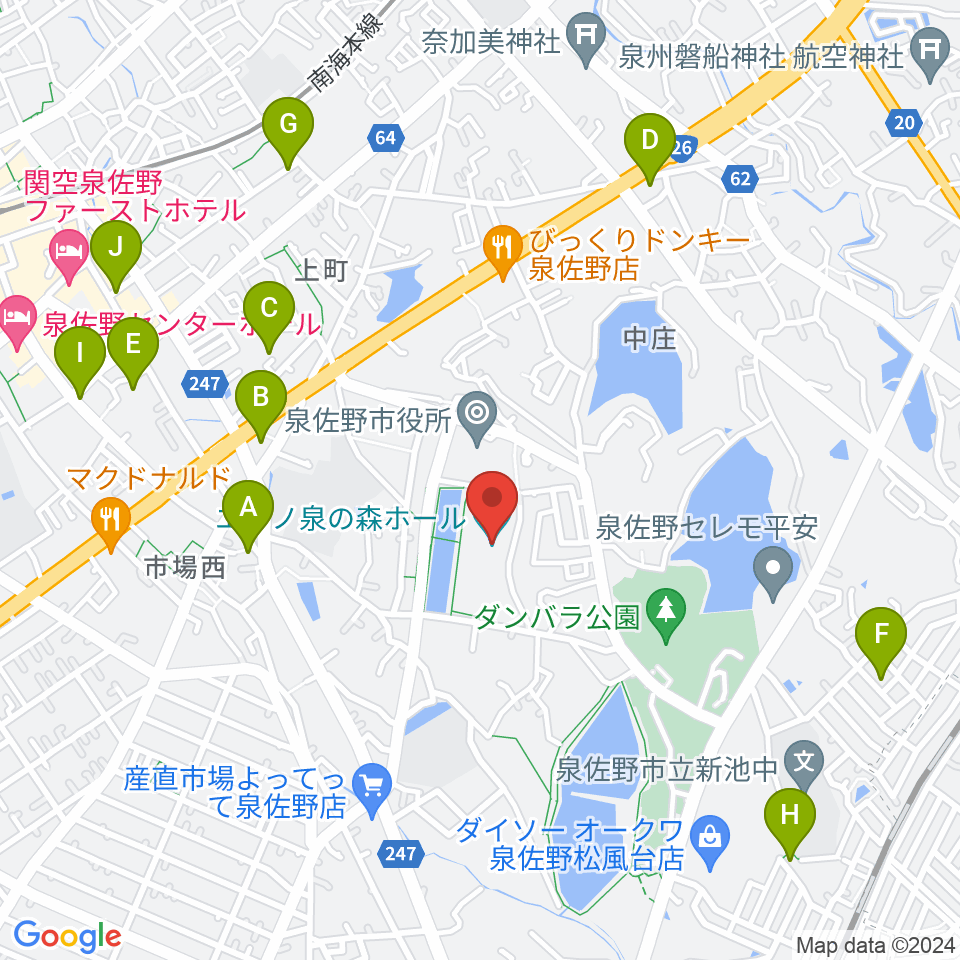 エブノ泉の森ホール周辺のホテル一覧地図