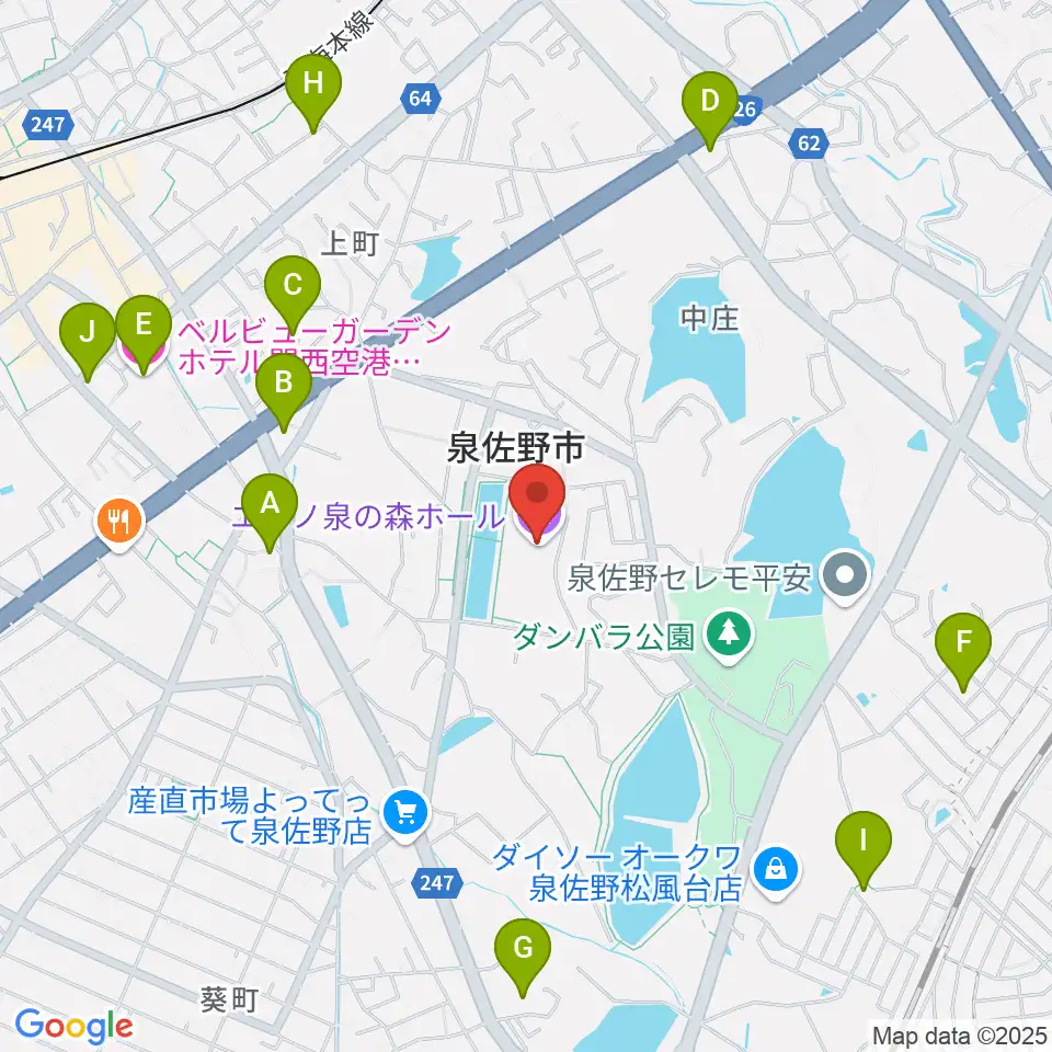 エブノ泉の森ホール周辺のホテル一覧地図