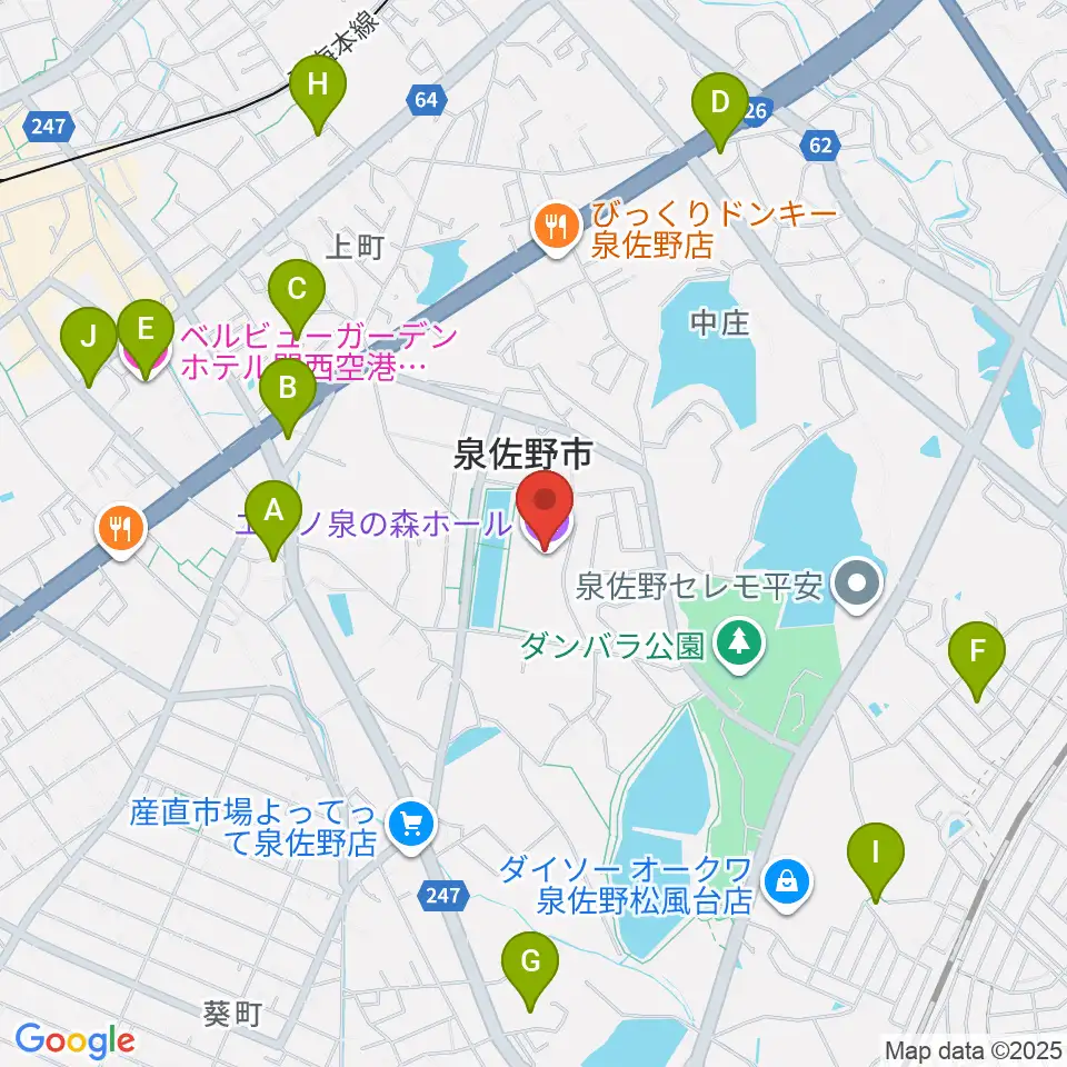 エブノ泉の森ホール周辺のホテル一覧地図