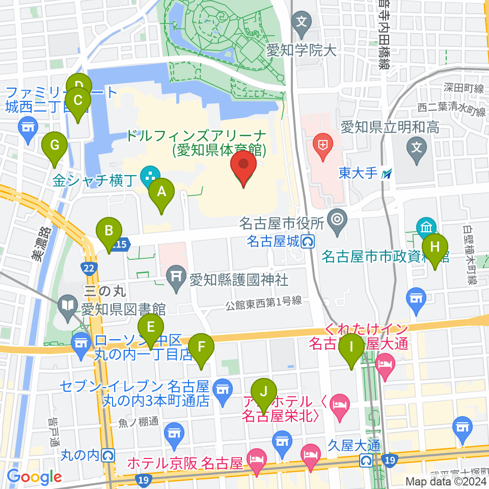 ドルフィンズアリーナ 愛知県体育館周辺のホテル一覧地図