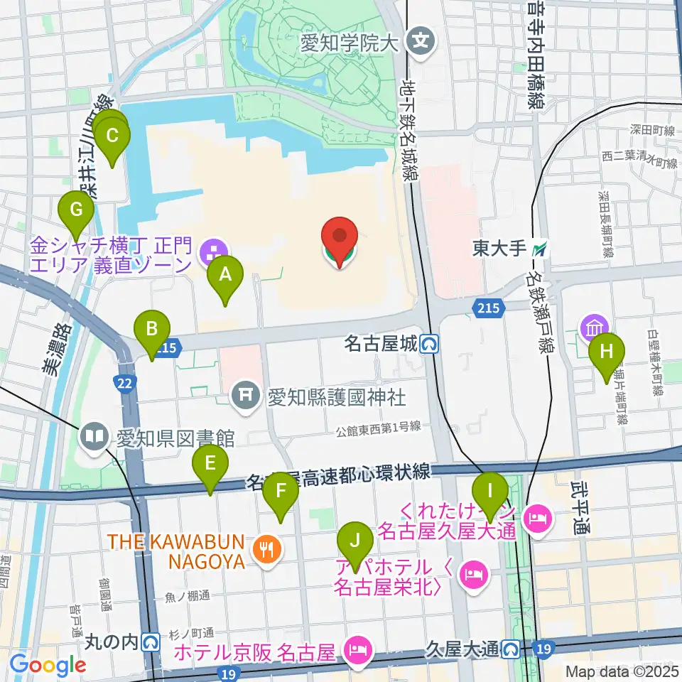 愛知県体育館周辺のホテル一覧地図