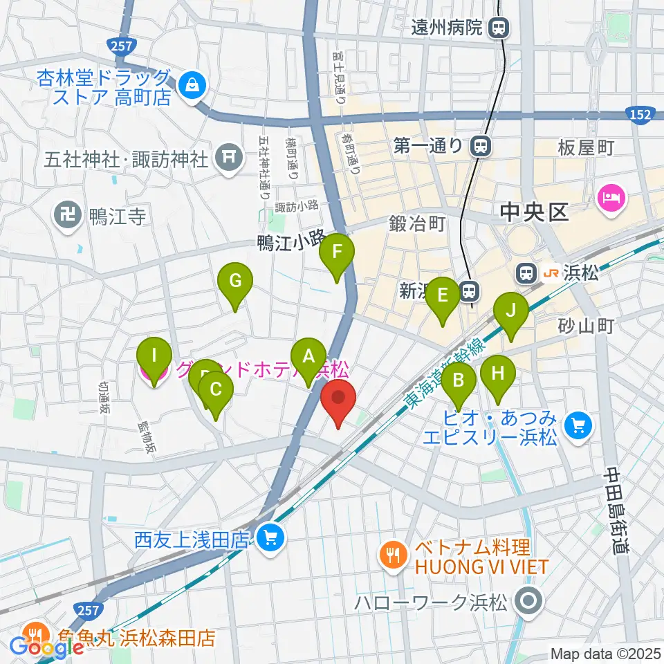 浜松市福祉交流センター周辺のホテル一覧地図