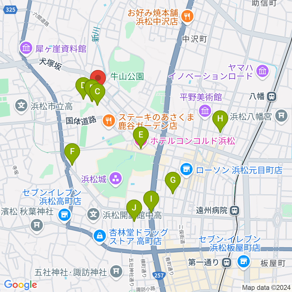 浜松市勤労会館Ｕホール周辺のホテル一覧地図