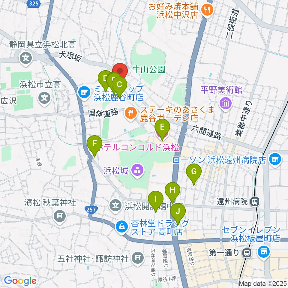 浜松市勤労会館Ｕホール周辺のホテル一覧地図