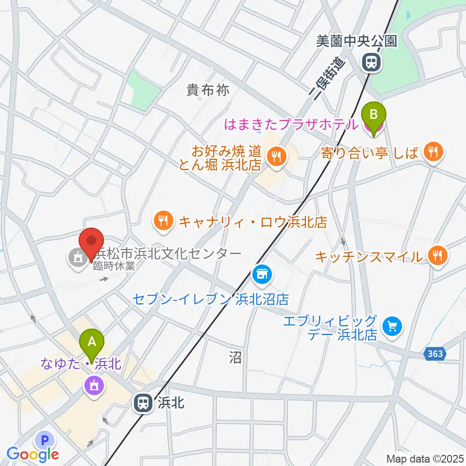 浜松市浜北文化センター周辺のホテル一覧地図