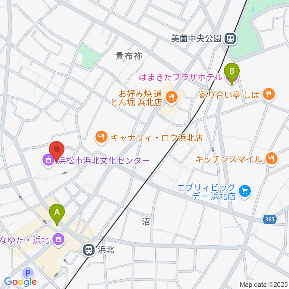 浜松市浜北文化センター周辺のホテル一覧地図