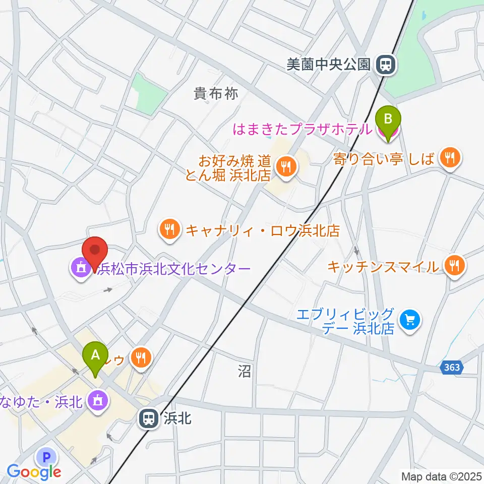 浜松市浜北文化センター周辺のホテル一覧地図
