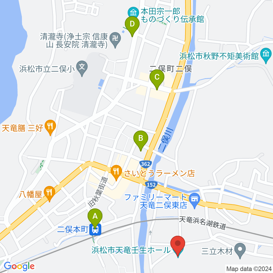 浜松市天竜壬生ホール周辺のホテル一覧地図
