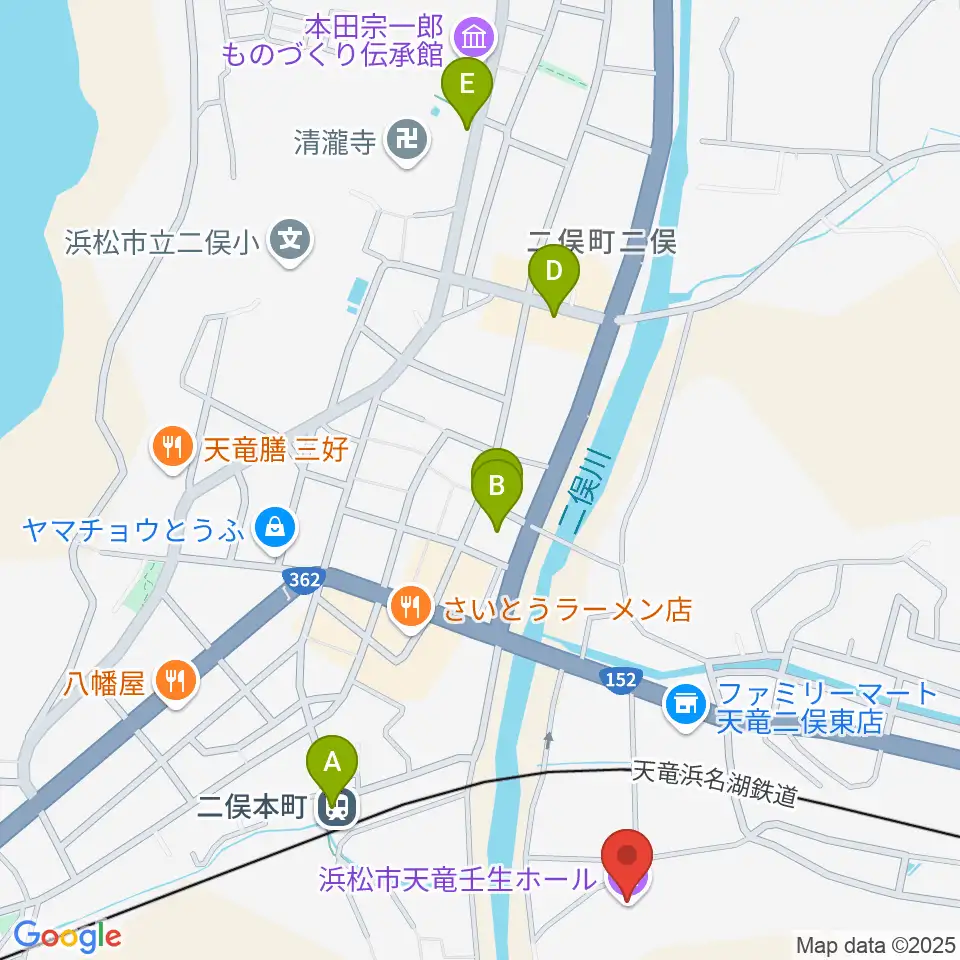浜松市天竜壬生ホール周辺のホテル一覧地図