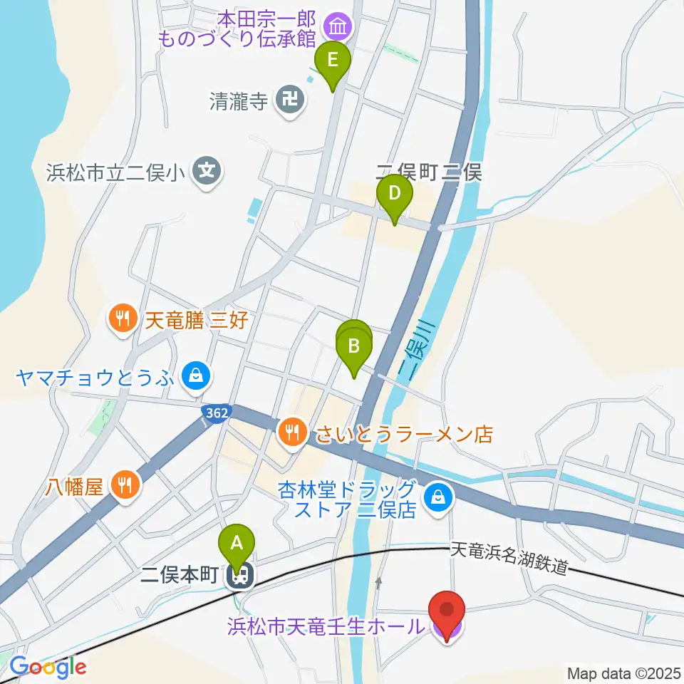 浜松市天竜壬生ホール周辺のホテル一覧地図