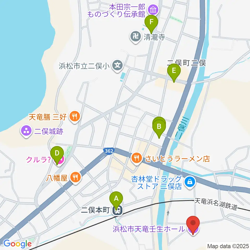 浜松市天竜壬生ホール周辺のホテル一覧地図