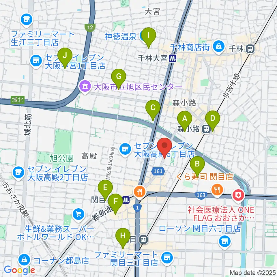 TEN-ON音楽教室周辺のホテル一覧地図