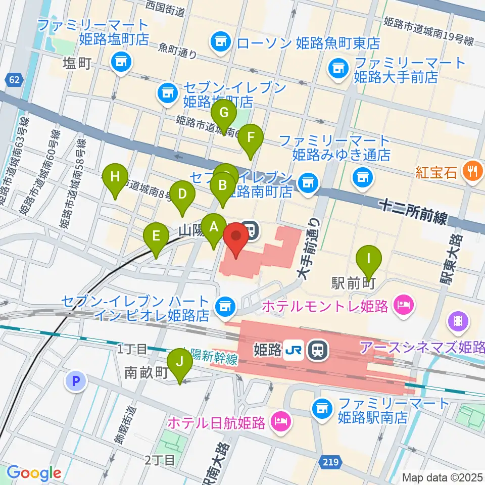姫路キャスパホール周辺のホテル一覧地図