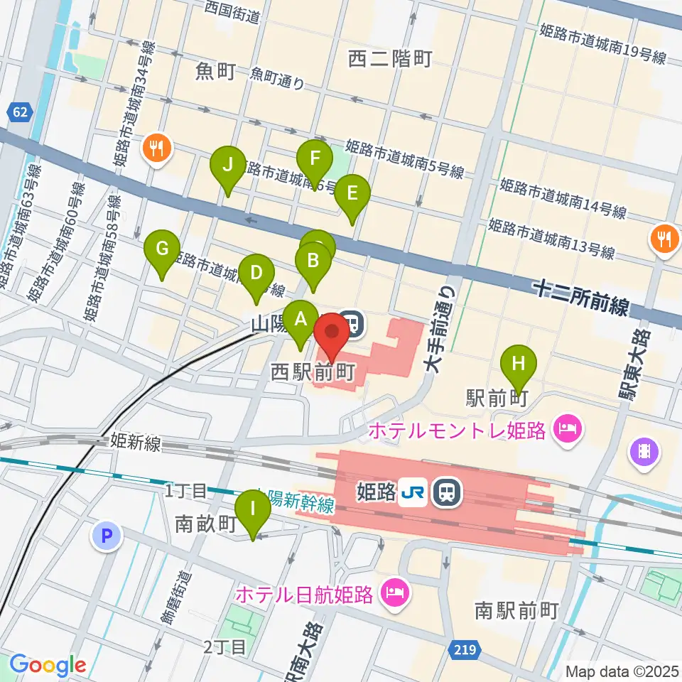 姫路キャスパホール周辺のホテル一覧地図