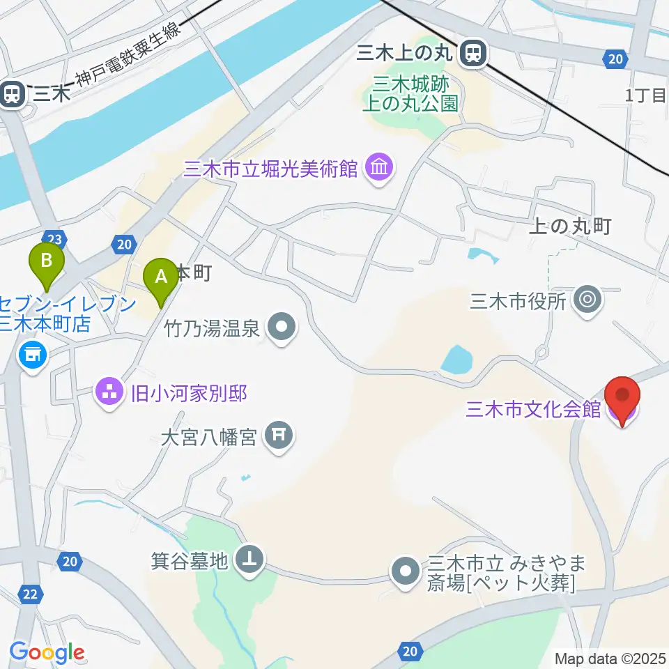 三木市文化会館周辺のホテル一覧地図