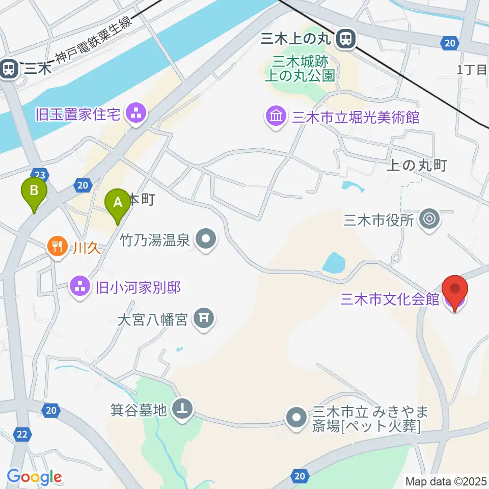 三木市文化会館周辺のホテル一覧地図