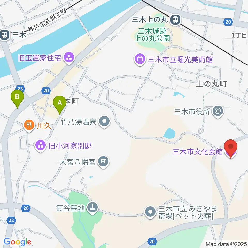 三木市文化会館周辺のホテル一覧地図