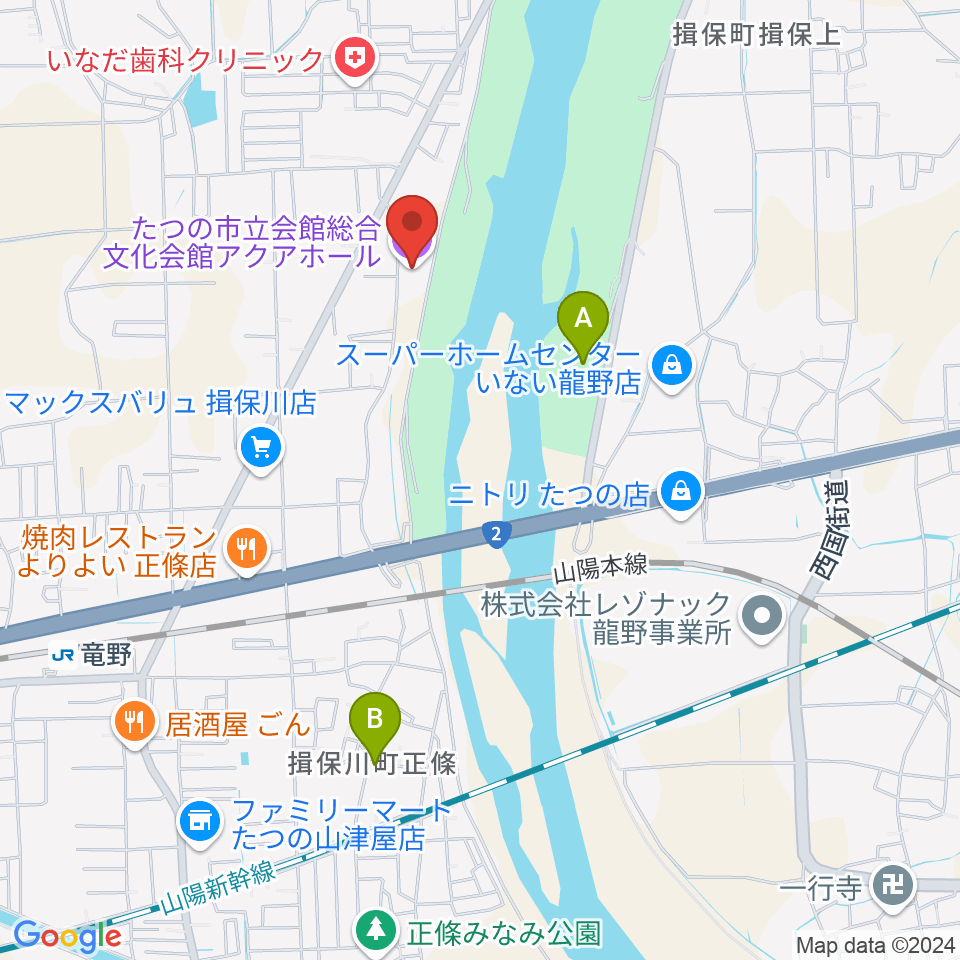 たつの市総合文化会館アクアホール周辺のホテル一覧地図