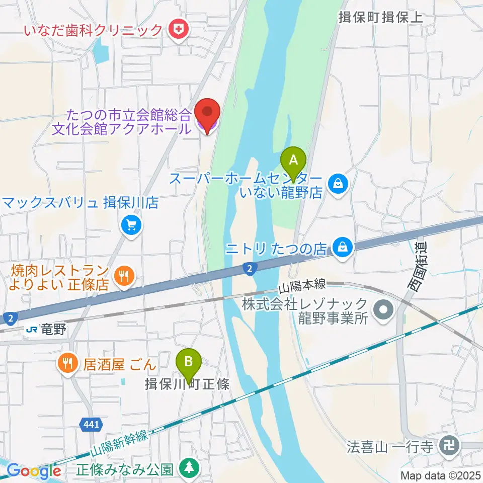 たつの市総合文化会館アクアホール周辺のホテル一覧地図