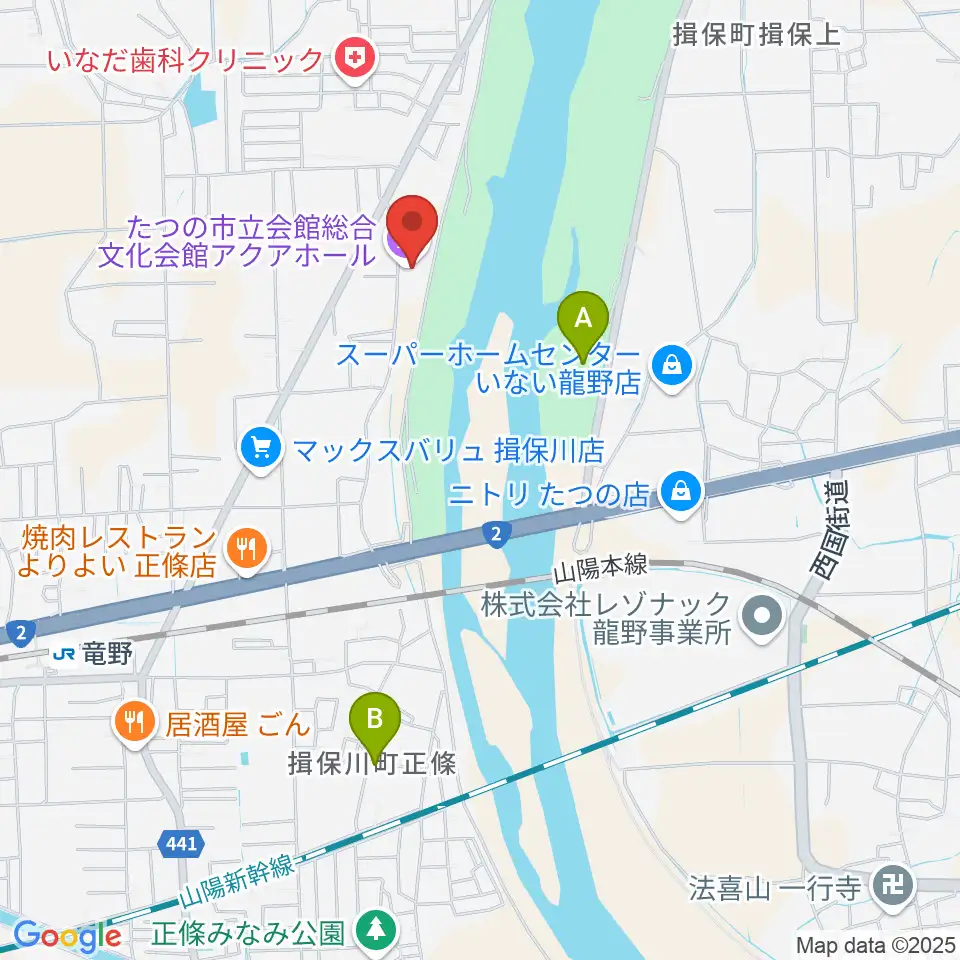 たつの市総合文化会館アクアホール周辺のホテル一覧地図