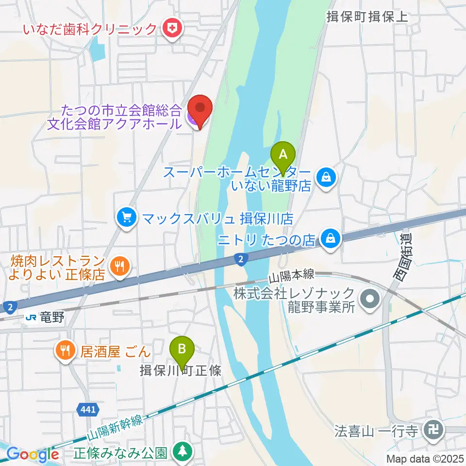 たつの市総合文化会館アクアホール周辺のホテル一覧地図