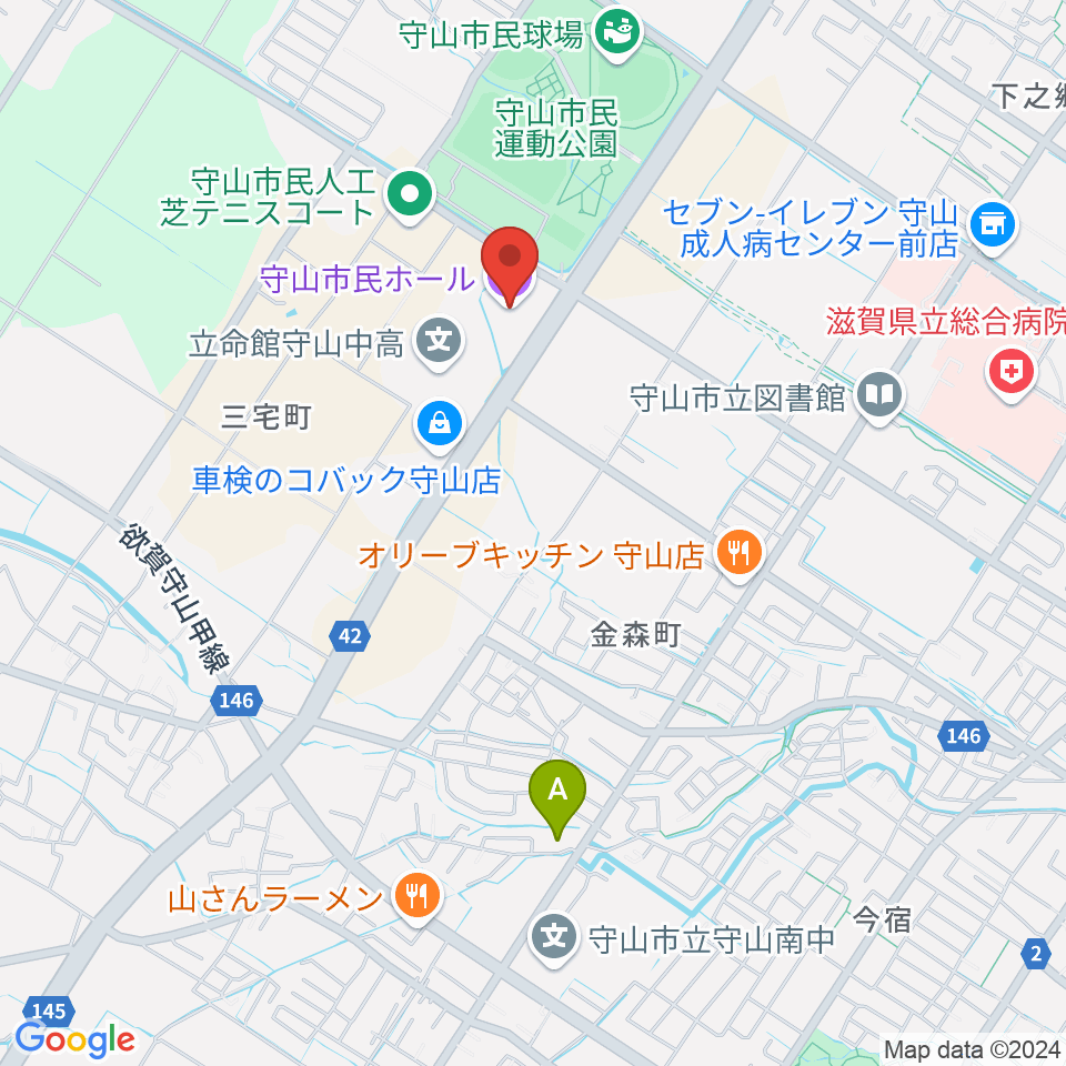 守山市民ホール周辺のホテル一覧地図