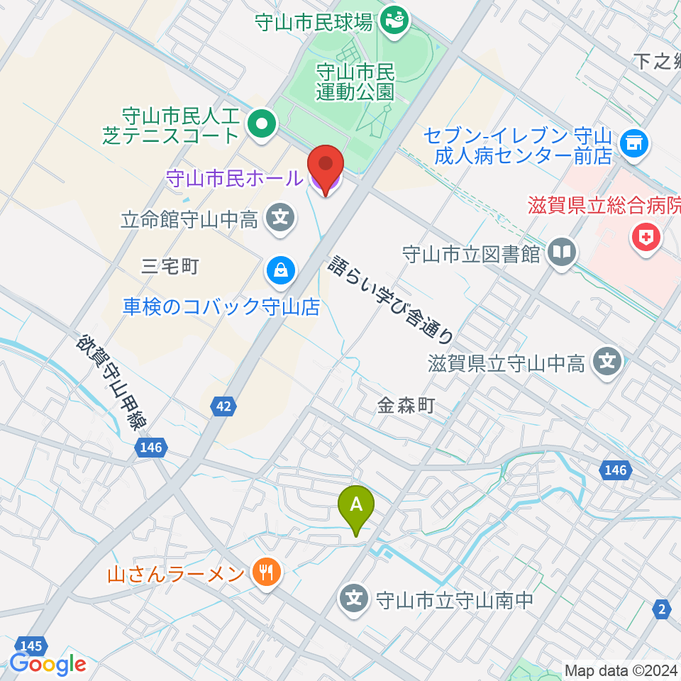 守山市民ホール周辺のホテル一覧地図