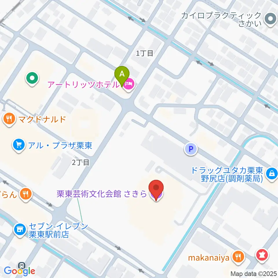 栗東芸術文化会館さきら周辺のホテル一覧地図