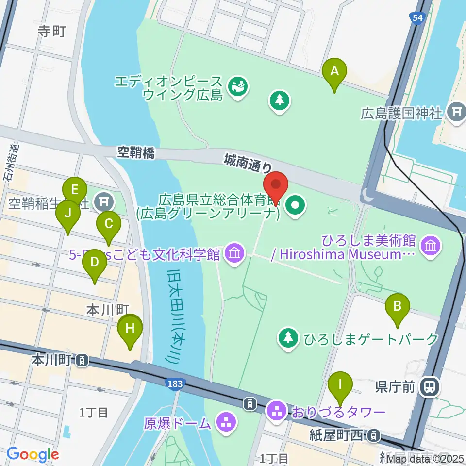 広島グリーンアリーナ周辺のホテル一覧地図