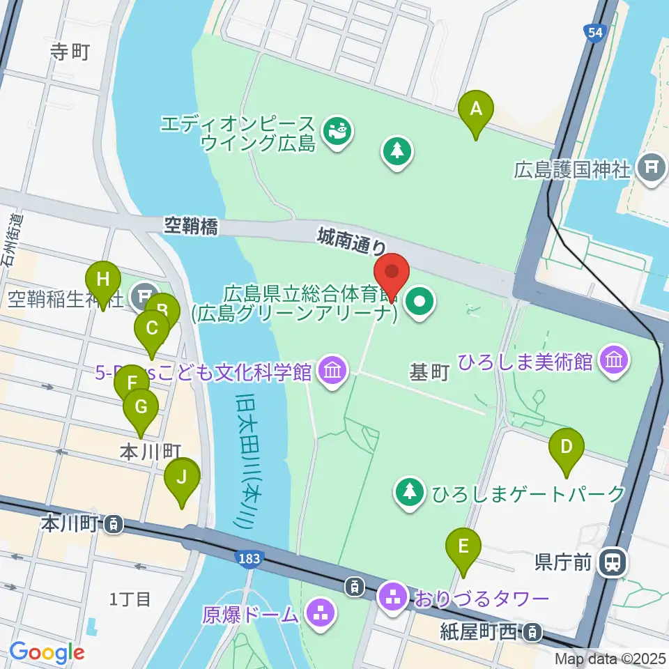 広島グリーンアリーナ周辺のホテル一覧地図
