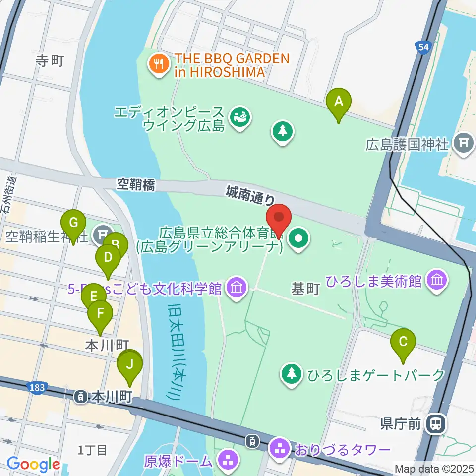 広島グリーンアリーナ周辺のホテル一覧地図