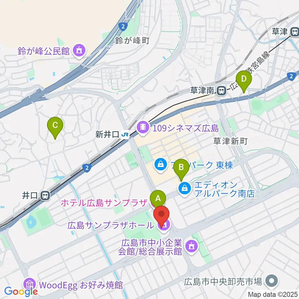 広島サンプラザホール周辺のホテル一覧地図