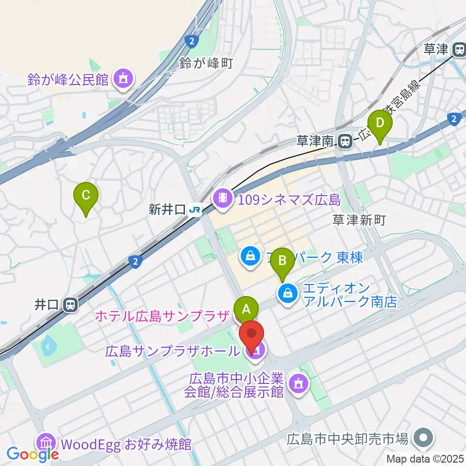 広島サンプラザホール周辺のホテル一覧地図