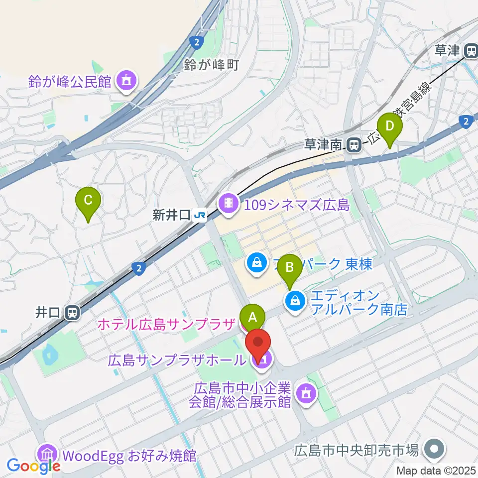 広島サンプラザホール周辺のホテル一覧地図