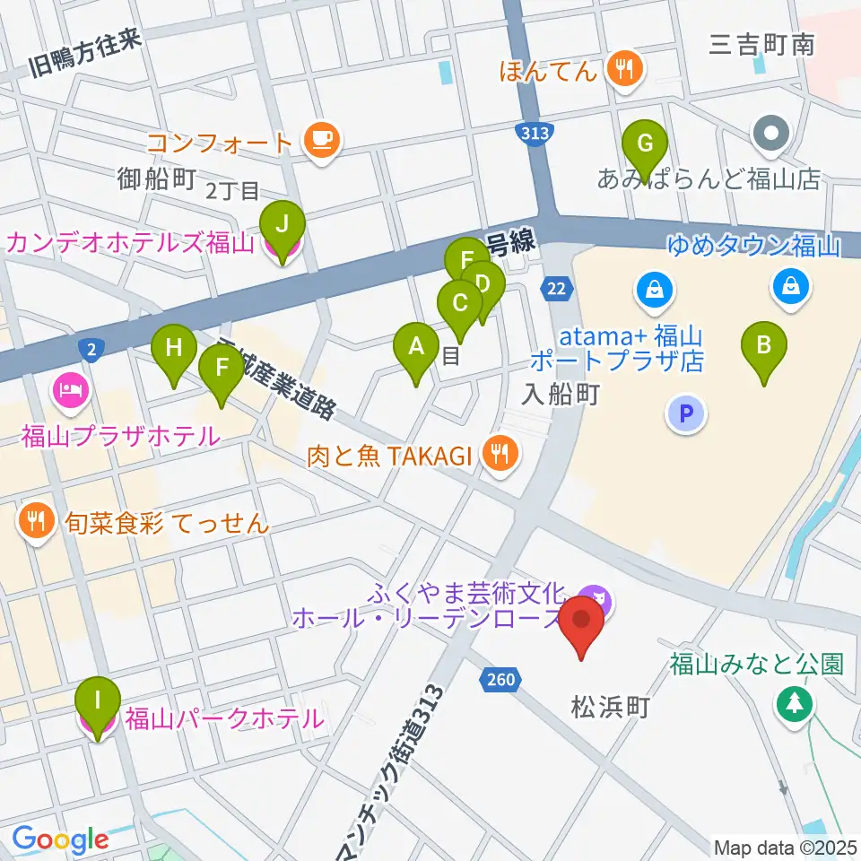 ふくやま芸術文化ホール リーデンローズ周辺のホテル一覧地図