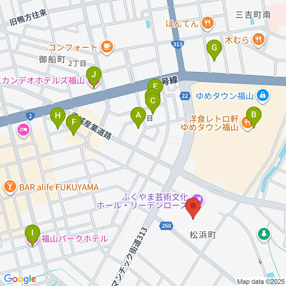 ふくやま芸術文化ホール リーデンローズ周辺のホテル一覧地図