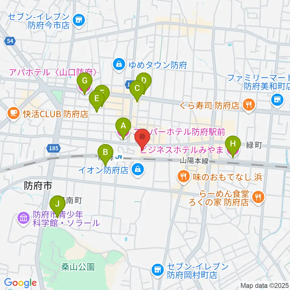 防府市地域交流センターアスピラート周辺のホテル一覧地図
