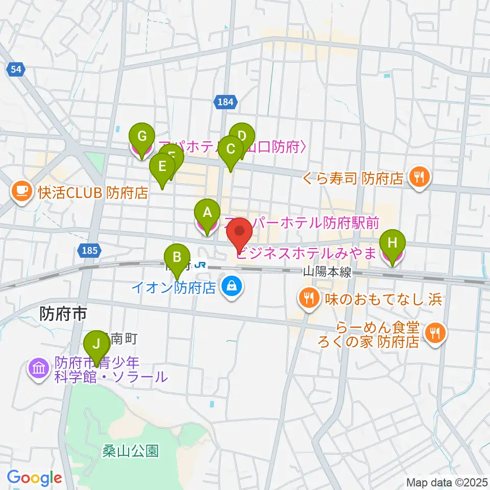 防府市地域交流センターアスピラート周辺のホテル一覧地図