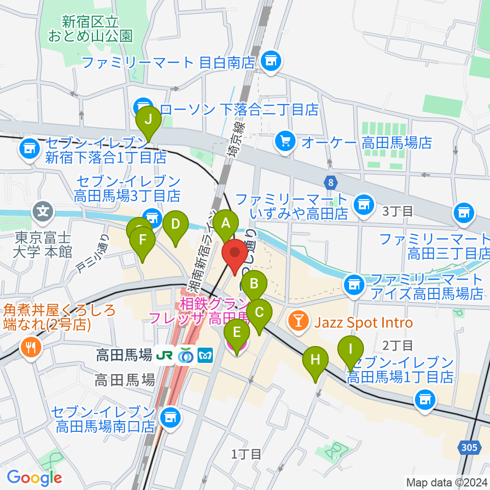 高田馬場LiveCafe mono周辺のホテル一覧地図