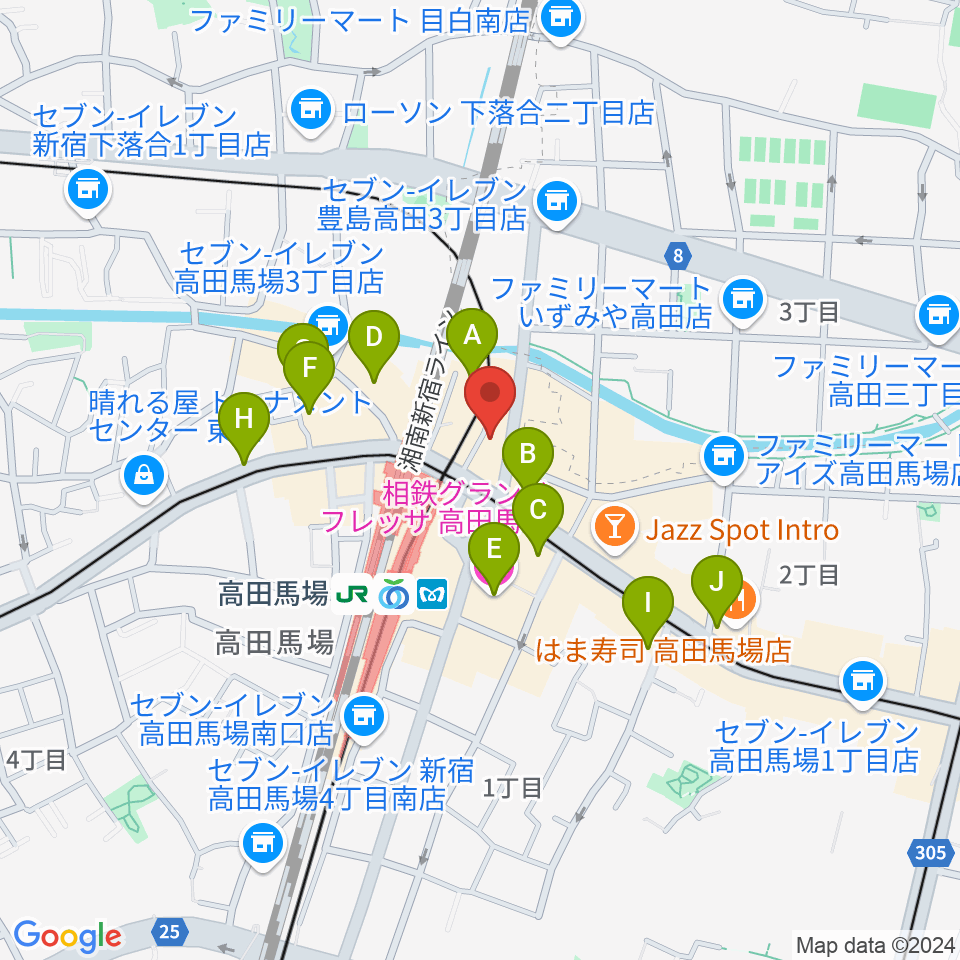 高田馬場LiveCafe mono周辺のホテル一覧地図